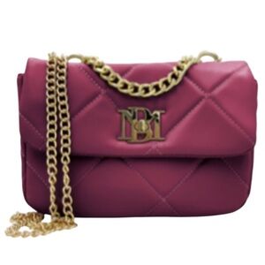 Badgley Mischka Elegant Quilted Plum Handbag